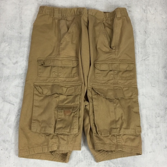 Boulder Creek Cargo Shorts Mens 54 Big Cotton Elastic Panels Velcro Pockets - Picture 3 of 13